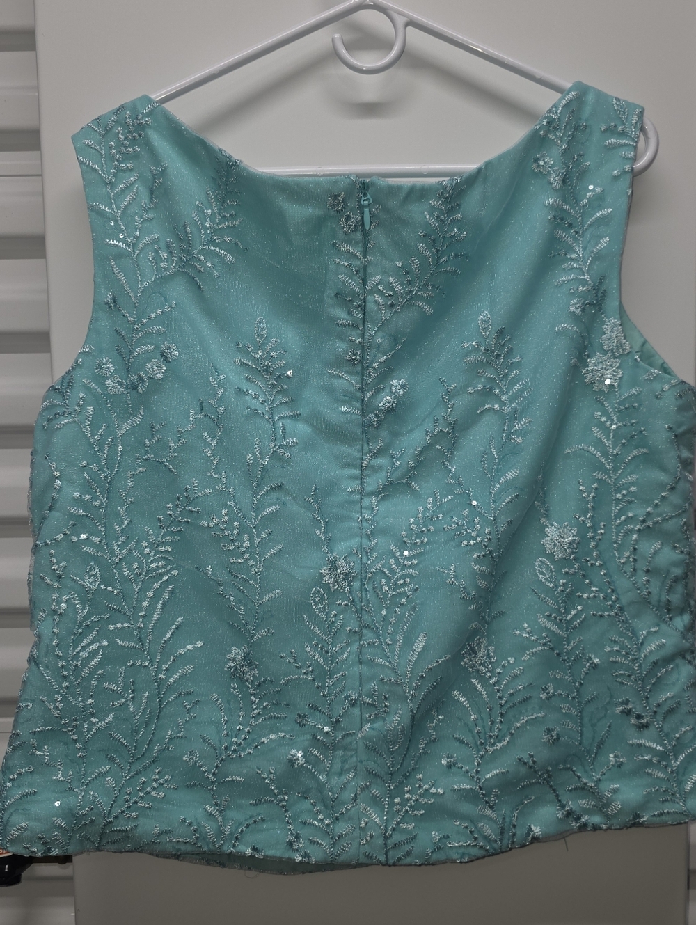 Teal Embroidered Sleeveless Top Evening Wear Women 16 - Picture 2 of 4